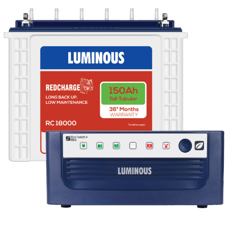 LUMINOUS ECO WATT 650 HOME UPS AND LUMINOUS RED CHARGE RC 18000